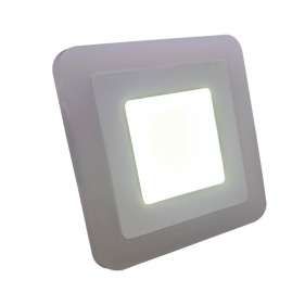 Obrázek pro Led Panel štvorcový modro biely 3+3W/240+240lm 105mm Studená biela s modrou svietiacou obrubou