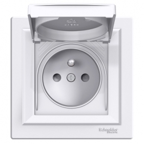 Obrázek pro SCHNEIDER Electric Jednozásuvka so záslepkou IP44 s rámčekom Asfora biela