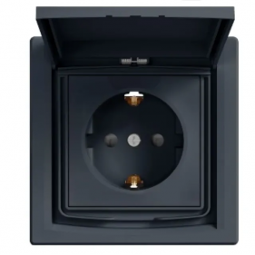 Obrázek pro SCHNEIDER Electric Schuko Jednozásuvka so záslepkou IP44 s rámčekom Asfora grafit bez uzemnenia