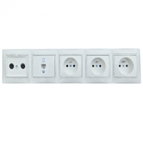 Sada Kanlux DOMO biely 3x Zásuvka, 1x RTV, 1xRJ45 - Sada zásuviek za televízor Obrázok pre Sada Kanlux DOMO biely 3x Zásuvka, 1x RTV, 1xRJ45 - Sada zásuviek za televízor