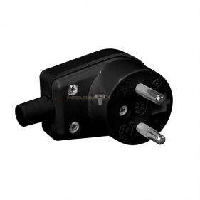 Spojovacia zástrčka, vidlica na kábel uhlová IP20 230V čierna Obrázek pro Spojovacia zástrčka, vidlica na kábel uhlová IP20 230V čierna