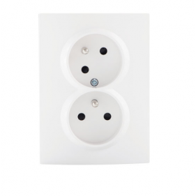 Obrázek pro Kanlux Dvojitá zásuvka Mowion LOGI pootočená kompletná s uzemnením 02-1255-102 biela