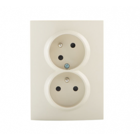 Obrázek pro Kanlux Dvojitá zásuvka Mowion LOGI pootočená kompletná s uzemnením 02-1255-103 krémová
