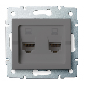 Obrázek pro Kanlux Dvojitá Dátová Zásuvka 2xRJ45Cat Mowion LOGI 02-1420-041 grafit