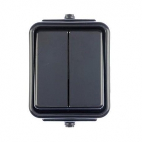 Obrázek pro SCHNEIDER Cedar Vodeodolný Dvojpáčkový lustrový vypínač č.5 na stenu , IP44 , Čierny