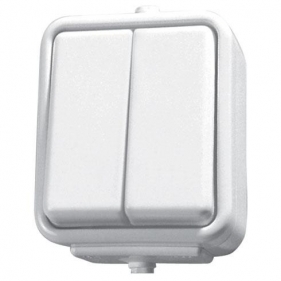 Obrázek pro SCHNEIDER Cedar Vodeodolný Dvojpáčkový lustrový vypínač č.5 na stenu , IP44 , Biely