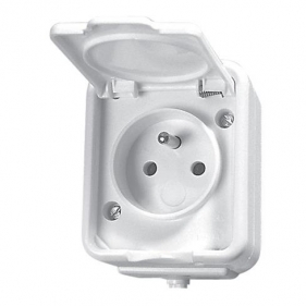 Obrázek pro SCHNEIDER Cedar Vodeodolná Jednozásuvka na stenu , IP44 , Biela