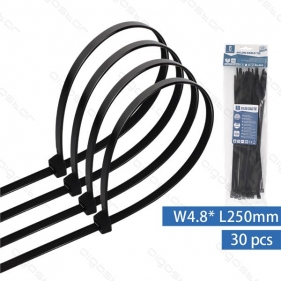 Obrázek pro Sťahovacie pásky, riteny 250x4,8mm, Čierne - 30kusov