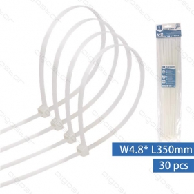 Obrázek pro Sťahovacie pásky, riteny 350x4,8mm, Biele - 30kusov