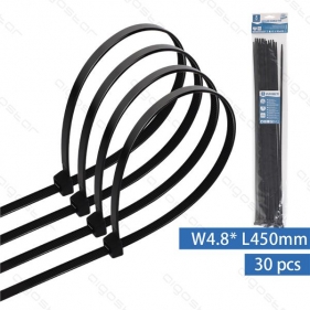 Obrázek pro Sťahovacie pásky, riteny 450x4,8mm, Čierne - 30kusov