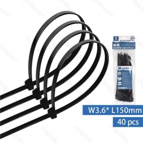 Obrázek pro Sťahovacie pásky, riteny 150x3,6mm, Čierne - 40kusov