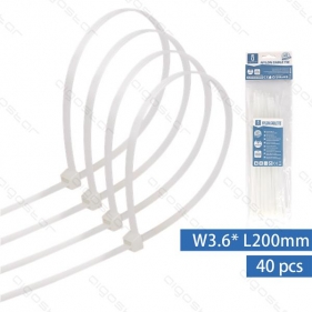 Obrázek pro Sťahovacie pásky, riteny 200x3,6mm, Biele - 40kusov
