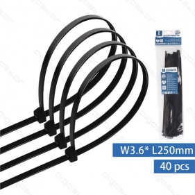 Obrázek pro Sťahovacie pásky, riteny 250x3,6mm, Čierne - 40kusov