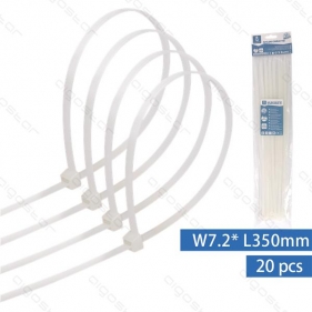 Obrázek pro Sťahovacie pásky, riteny 350x7,2mm, Biele - 20kusov