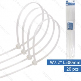 Obrázek pro Sťahovacie pásky, riteny 500x7,2mm, Biele - 20kusov