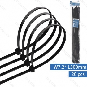 Obrázek pro Sťahovacie pásky, riteny 500x7,2mm, Čierne - 20kusov