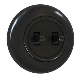 Obrázek pro RETROLINE Dvojpáčkový lustrový vypínač č.5 s rámčekom čierny