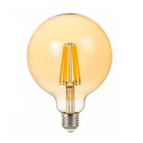 Obrázek pro LED žiarovka E27 12W/1300lm , glóbus G125 LED vlákno AMBER , Teplá biela