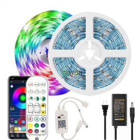 Obrázek pro SMART KOMPLET RGB LED pás vodeodolný IP65 , RGBled5050 - 5m + zásuvkový napájací zdroj 12V , 3A + music ovládanie 