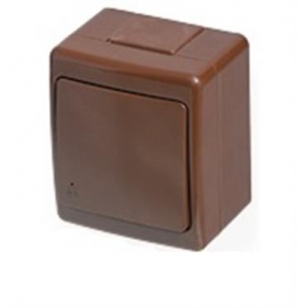 Obrázek pro Vodeodolná Jednozásuvka na stenu , IP44 , Hnedá