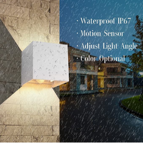 Obrázek pro Nástenné vonkajšie svietidlo biele WallLamp 7W , 2xCOB , IP65 , Teplá biela s PIR senzorom a nastaviteľným uhlom svietenia