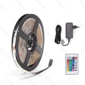 Obrázek pro KOMPLET RGB LED pás vodeodolný IP65, 150RGBled5050 - 5m + zásuvkový napájací zdroj 12V + ovládanie 