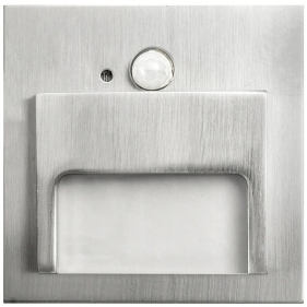 Obrázek pro Schodové svietidlo štvorcové ONTARIO - satén nikel , 1,5W , 12V , studená s PIR senzorom