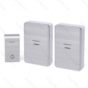 Obrázek pro Bezdrôtový vodeodolný domový zvonček IP44 - Strieborný - 2x zvonček