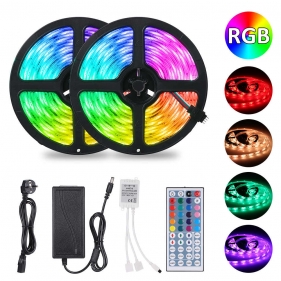 Obrázek pro KOMPLET RGB LED pás vodeodolný IP65 , RGBled5050 - 2x5m + zásuvkový napájací zdroj 12V , 5A + IR ovládanie 