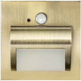 Schodové svietidlo štvorcové BERYL - mosadz , 1,5W , 12V , teplá s PIR senzorom Obrázek pro Schodové svietidlo štvorcové BERYL - mosadz , 1,5W , 12V , teplá s PIR senzorom