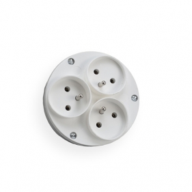 Adaptér , elektrická rozvodka biela okrúhla 3-zásuvková s uzemnením RO-30 Obrázek pro Adaptér , elektrická rozvodka biela okrúhla 3-zásuvková s uzemnením RO-30