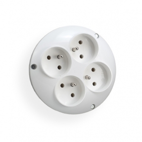 Adaptér , elektrická rozvodka biela okrúhla 4-zásuvková s uzemnením RO-40 Obrázek pro Adaptér , elektrická rozvodka biela okrúhla 4-zásuvková s uzemnením RO-40