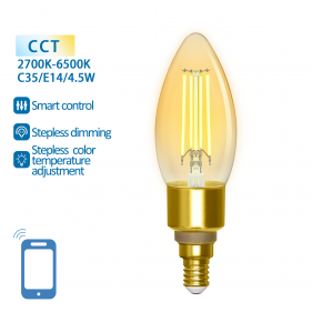 Obrázek pro SMART LED žiarovka E14 4,5W/470lm , svieca C35 LED vlákno AMBER , CCT