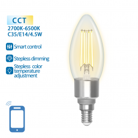Obrázek pro SMART LED žiarovka E14 4,5W/470lm , svieca C35 LED vlákno , CCT
