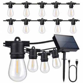 Obrázek pro Solárna Svetelná dekoračná reťaz , girlanda IP65 , 10xE27 1W/80lm, 10M , Teplá biela