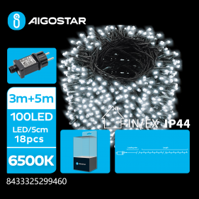 Obrázek pro LED Vianočné osvetlenie - reťaz, 100 diód, 5m, IP44, 230V - Studená biela - 8 módov svietenia