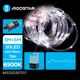 Obrázek pro LED Vianočné osvetlenie - had, 50 diód, 5m, IP44, 230V - Studená biela - 8 módov svietenia