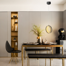 Obrázek pro Závesný luster 15W/230V/Čierno-Zlatá, Teplá biela