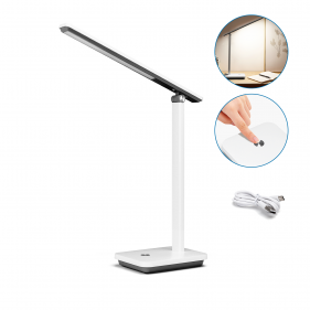 LED stolná lampa stmievateľná 5W/400lm s USB nabíjaním , Bielo-Čierna Obrázek pro LED stolná lampa stmievateľná 5W/400lm s USB nabíjaním , Bielo-Čierna