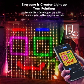 Obrázek pro SMART LED Vianočné osvetlenie - záves, 400 diód, 1x1m, IP44, 230V - RGBIC s diaľkovým ovládaním