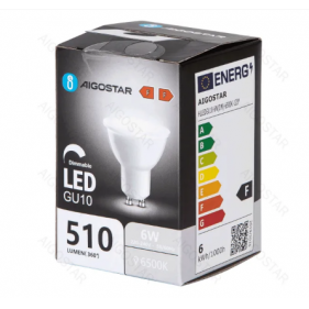 Obrázek pro Stmievateľná LED žiarovka GU10 6W/510lm , BOX, Studená biela