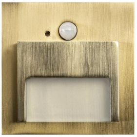 Schodové svietidlo štvorcové ONTARIO - mosadz , 1,5W , 12V , teplá s PIR senzorom Obrázek pro Schodové svietidlo štvorcové ONTARIO - mosadz , 1,5W , 12V , teplá s PIR senzorom