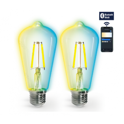 Obrázek pro SMART LED žiarovka E27 6W/850lm , ST64 , CCT Bluetooth Mesh, 2ks