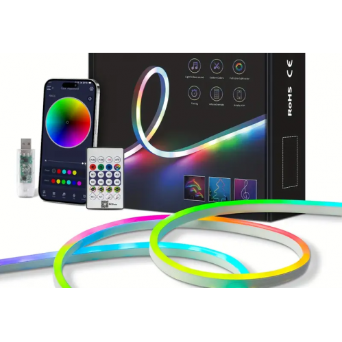 Obrázek pro SMART Komplet NEON LED pás vodeodolný 5M - RGB-IC + music ovládanie