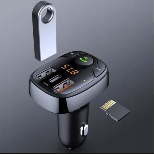 Obrázek pro FM Transmitter / Adaptér do automobilových zapaľovačov, autonabíjačka, 2x USB/1xPD 36W, Čierna