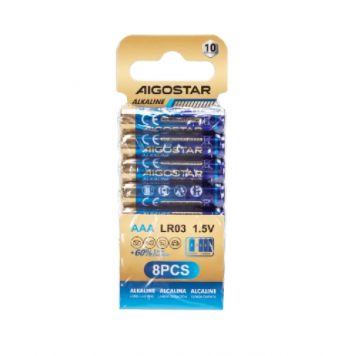 Obrázek pro Sada 8ks alkalických batérií Aigostar AAA LR03 1,5V