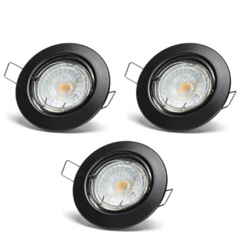 Obrázek pro Sada 3ks Stropné bodové podhľadové svietidlo nastaviteľné čierne 4,5W/345lm, Neutrálna biela