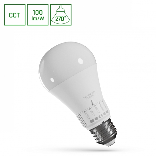 Obrázok pre LED žiarovka E27 10W/1100lm , klasik A65 , 5CCT