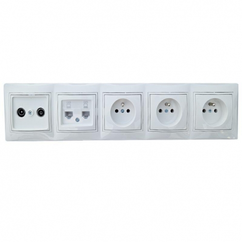 Obrázek pro Sada Kanlux DOMO biely 3x Zásuvka, 1x RTV, 1xdvojitá RJ45  - Sada zásuviek za televízor