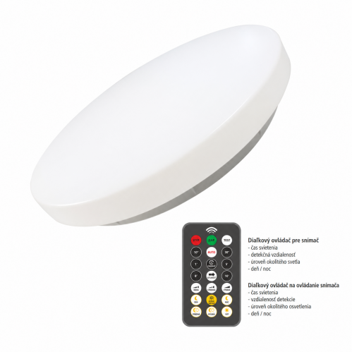 Obrázek pro Vodeodolný LED Ceiling kruhový biely 18W/1820lm 300mm , IP54 , s mikrovlným senzorom, Neutrálna biela s diaľkovým ovládaním